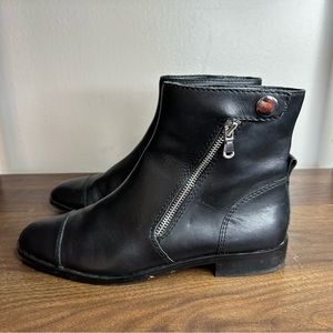 Ann Taylor Black Leather Ankle Boots Sz 7.5